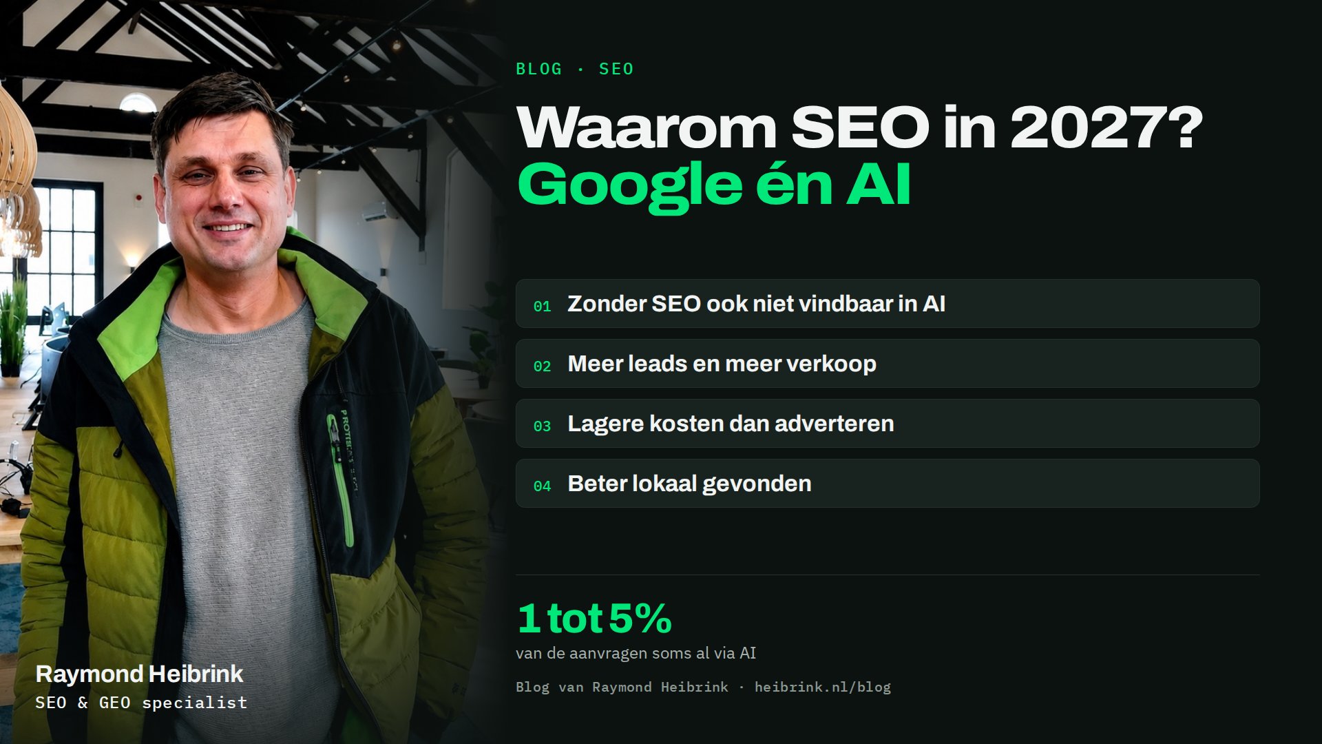 Raymond Heibrink bij het artikel: waarom is SEO belangrijk in 2027? Google én AI.